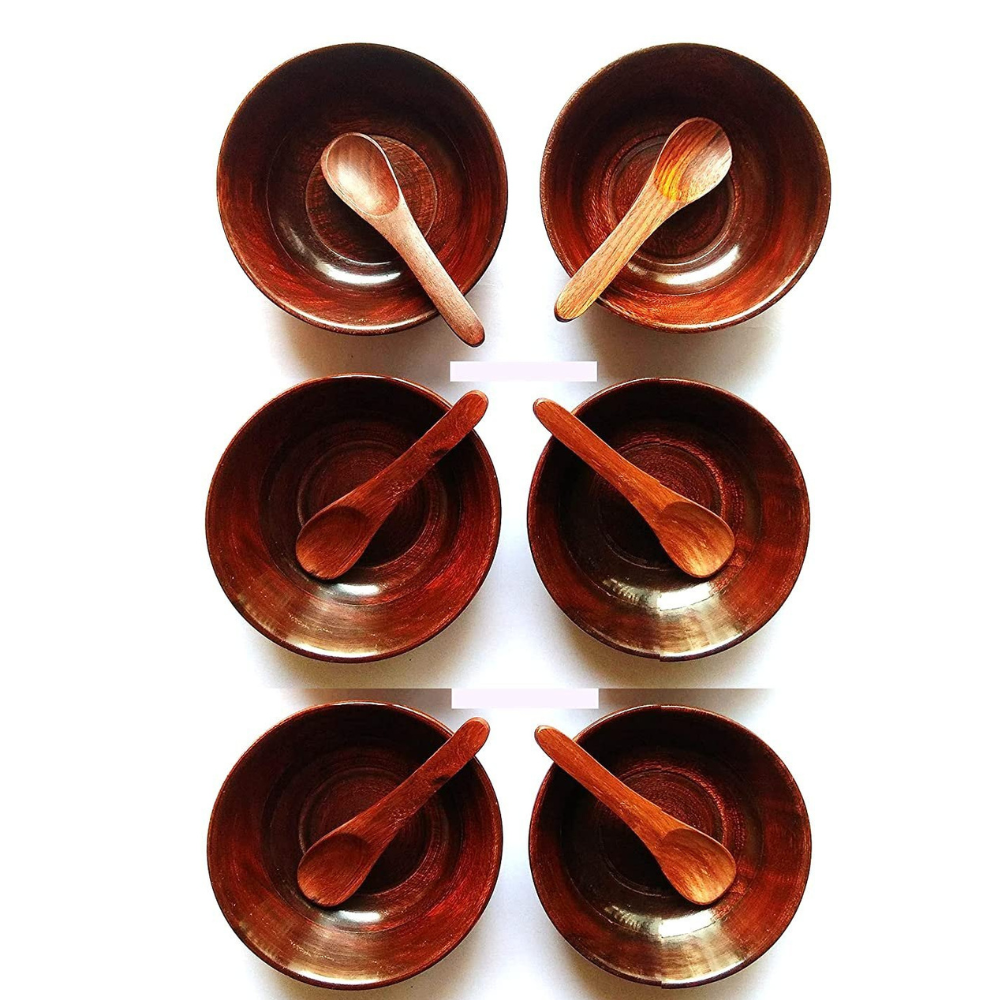 Wooden Classic Snack Bowls Set of 6