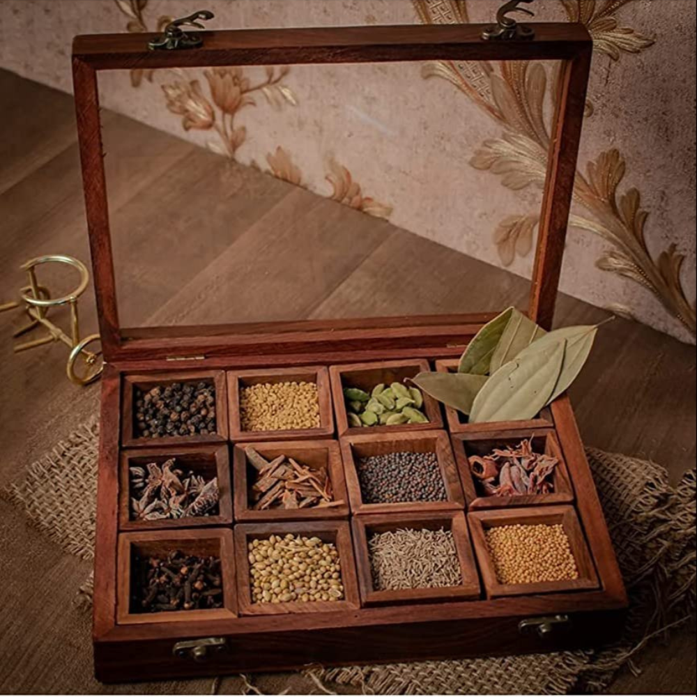 Wooden Spice Box Set with Spoon 4